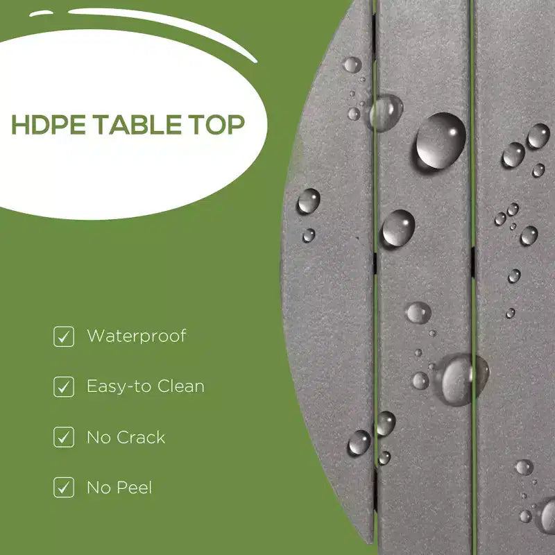 Aluminum Frame Round Patio Table with Umbrella Hole, Outdoor Dining Table for 4 People