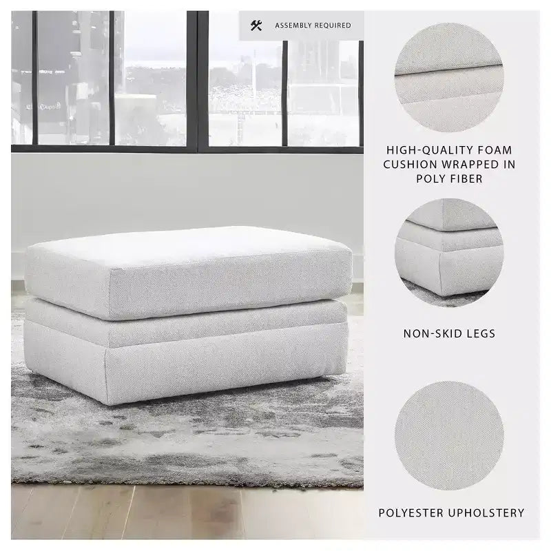 Signature Design by Ashley Maitelynn Ottoman, Chalk White Upholstered Footrest with Modern Cushion Design