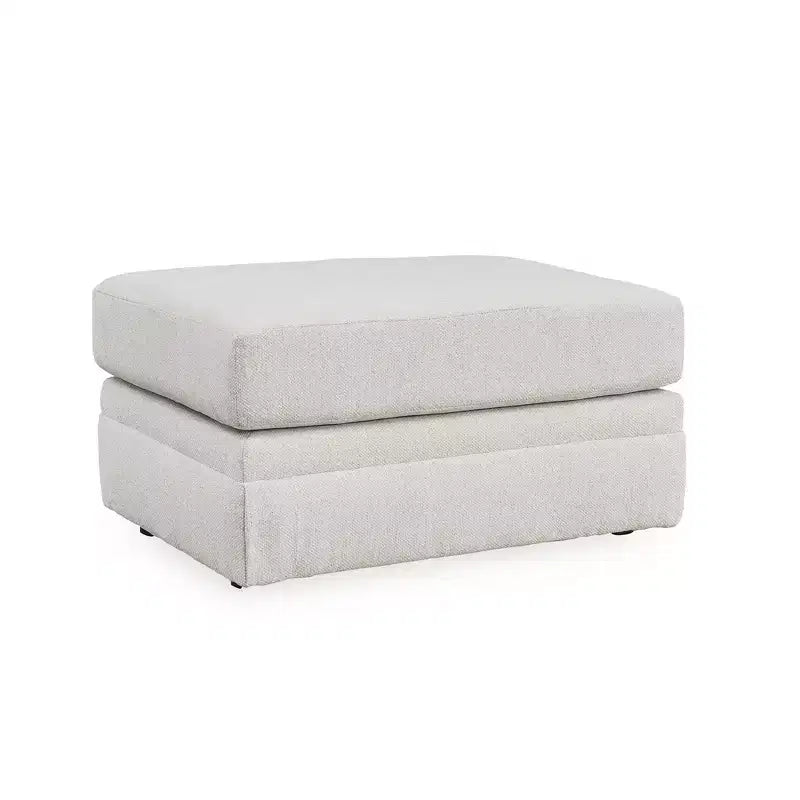 Signature Design by Ashley Maitelynn Ottoman, Chalk White Upholstered Footrest with Modern Cushion Design