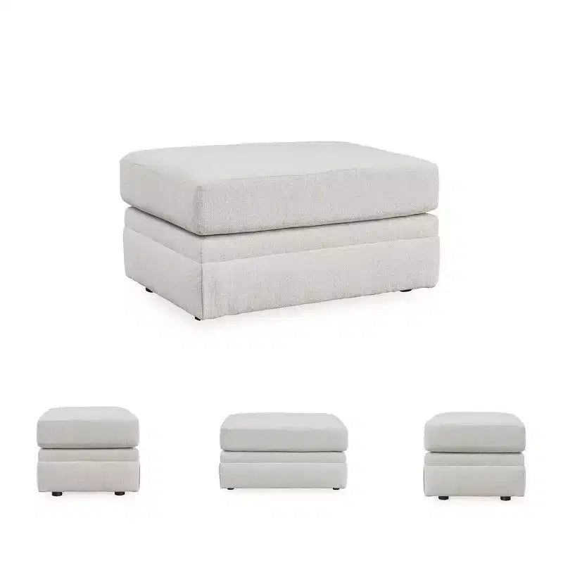 Signature Design by Ashley Maitelynn Ottoman, Chalk White Upholstered Footrest with Modern Cushion Design