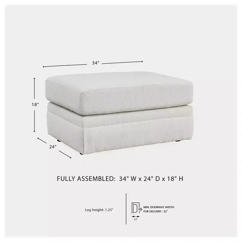 Signature Design by Ashley Maitelynn Ottoman, Chalk White Upholstered Footrest with Modern Cushion Design