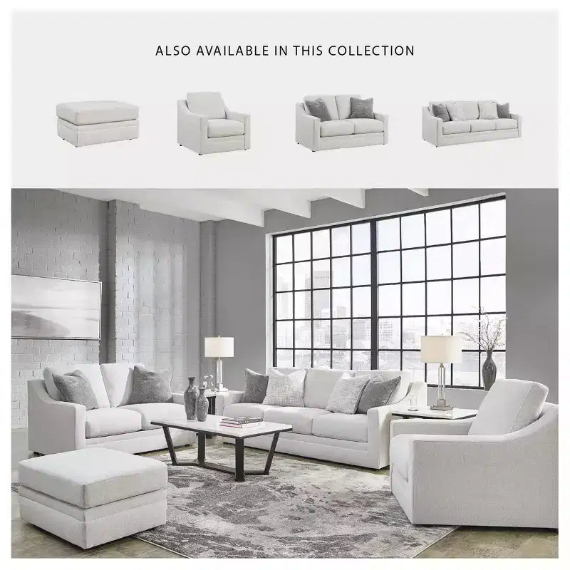 Signature Design by Ashley Maitelynn Ottoman, Chalk White Upholstered Footrest with Modern Cushion Design