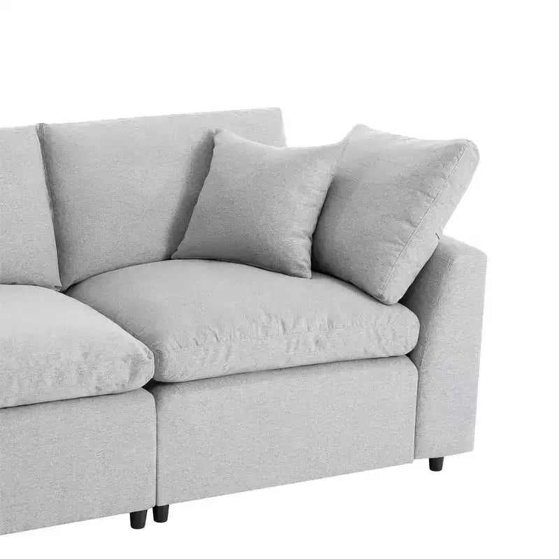 Couch Convertible Sectional Sofa with Sloped Armrest, 4 Seat Upholstered Sofa, Sectional Couch Sofa with Removal Cushions