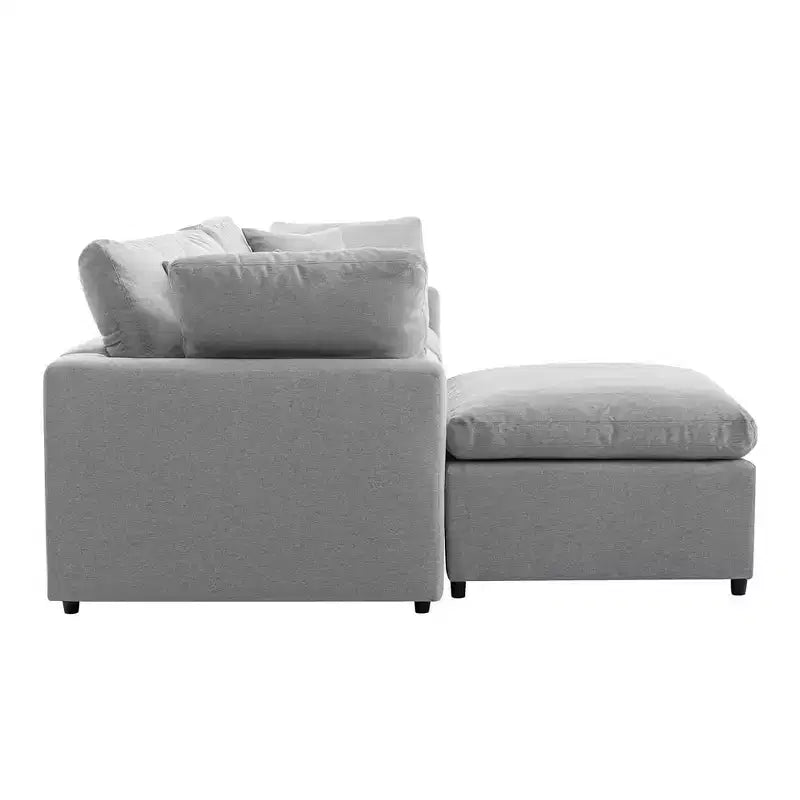 Couch Convertible Sectional Sofa with Sloped Armrest, 4 Seat Upholstered Sofa, Sectional Couch Sofa with Removal Cushions