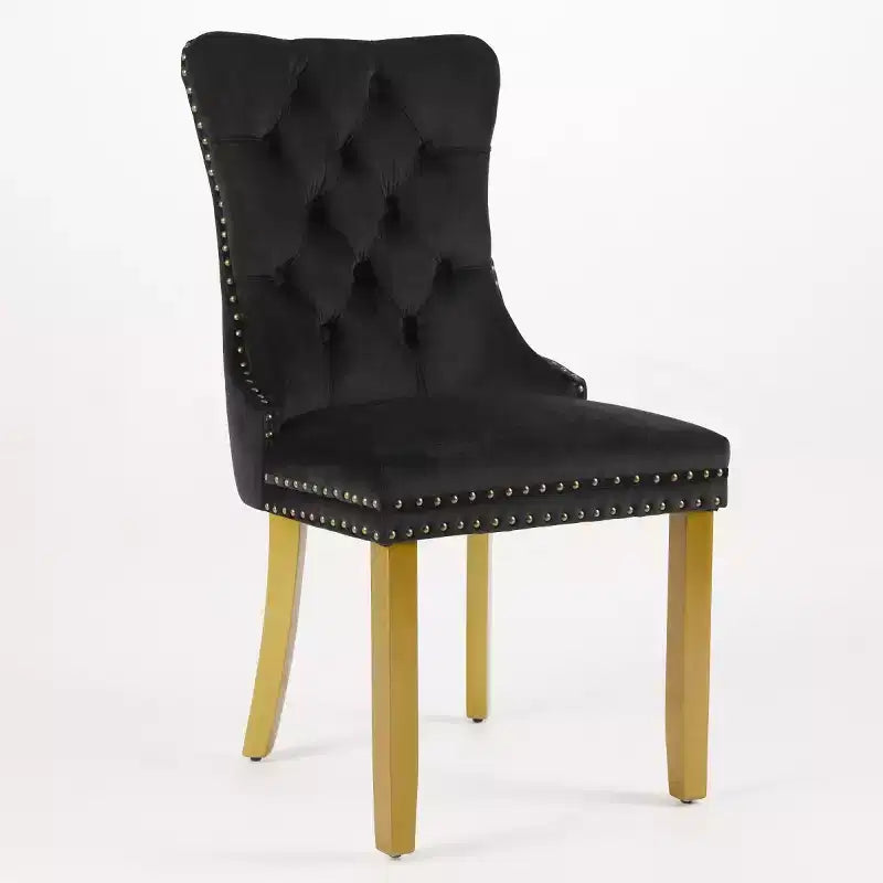 Set of 2 Mid-Century Modern Dining Chairs, Velvet Upholstered Dining Room Chairs, Contemporary Armless Kitchen Chairs with Wood Legs-Panipeachy