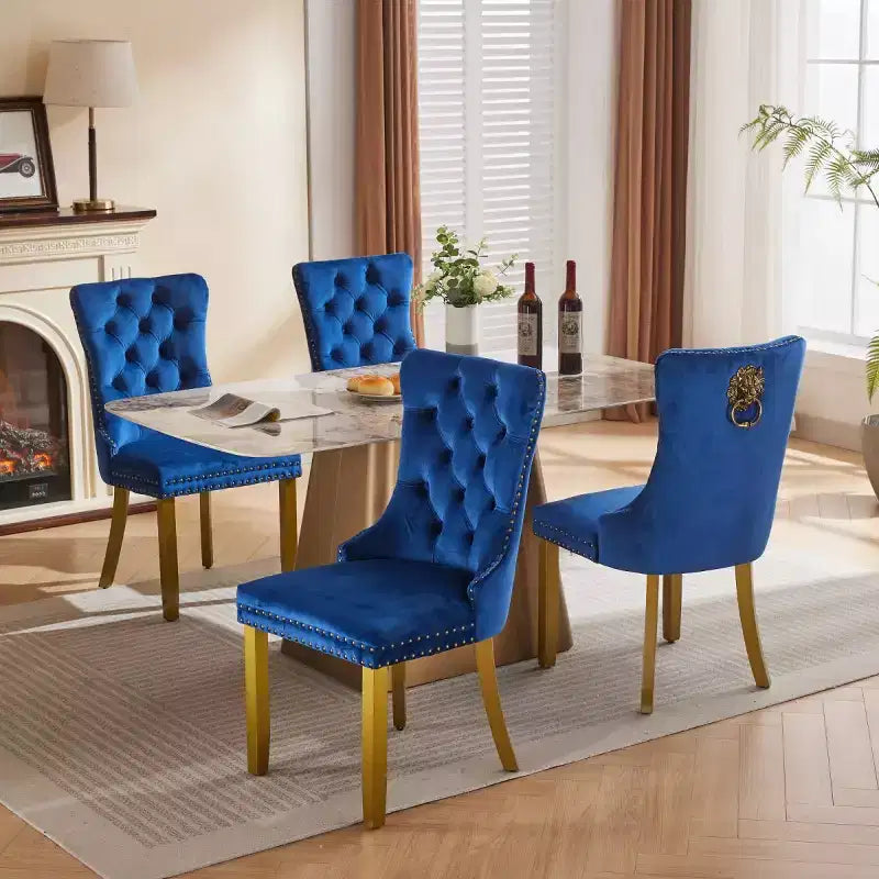 Set of 2 Mid-Century Modern Dining Chairs, Velvet Upholstered Dining Room Chairs, Contemporary Armless Kitchen Chairs with Wood Legs-Panipeachy