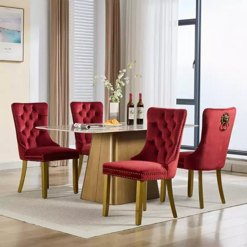 Set of 2 Mid-Century Modern Dining Chairs, Velvet Upholstered Dining Room Chairs, Contemporary Armless Kitchen Chairs with Wood Legs-Panipeachy