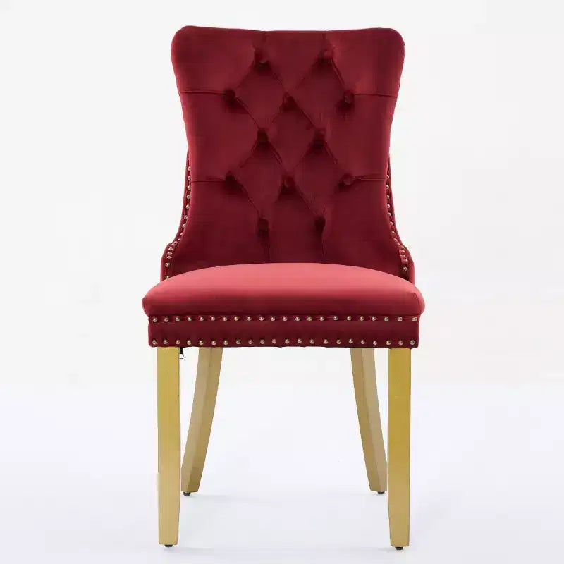 Set of 2 Mid-Century Modern Dining Chairs, Velvet Upholstered Dining Room Chairs, Contemporary Armless Kitchen Chairs with Wood Legs-Panipeachy