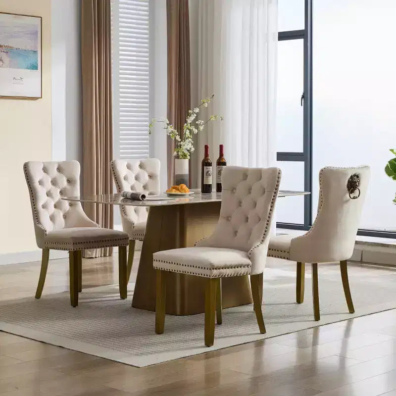 Set of 2 Mid-Century Modern Dining Chairs, Velvet Upholstered Dining Room Chairs, Contemporary Armless Kitchen Chairs with Wood Legs-Panipeachy