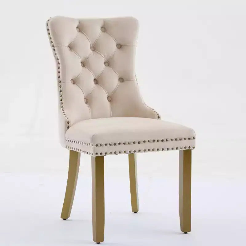 Set of 2 Mid-Century Modern Dining Chairs, Velvet Upholstered Dining Room Chairs, Contemporary Armless Kitchen Chairs with Wood Legs-Panipeachy