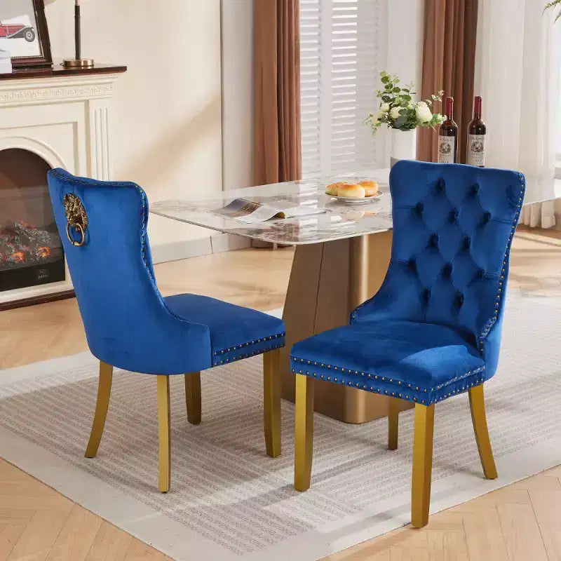 Set of 2 Mid-Century Modern Dining Chairs, Velvet Upholstered Dining Room Chairs, Contemporary Armless Kitchen Chairs with Wood Legs-Panipeachy