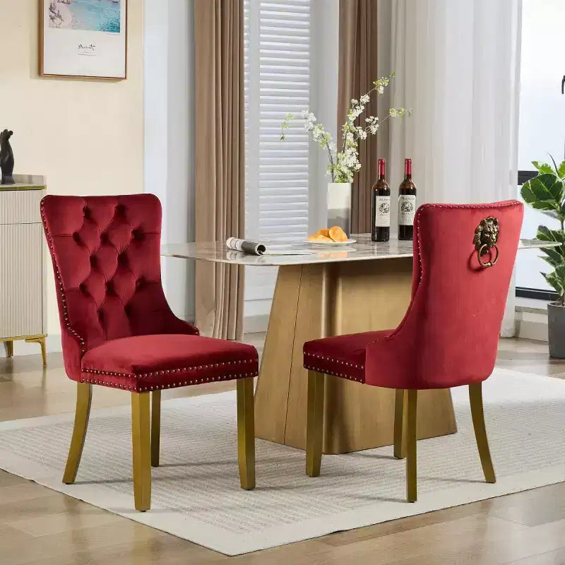 Set of 2 Mid-Century Modern Dining Chairs, Velvet Upholstered Dining Room Chairs, Contemporary Armless Kitchen Chairs with Wood Legs-Panipeachy