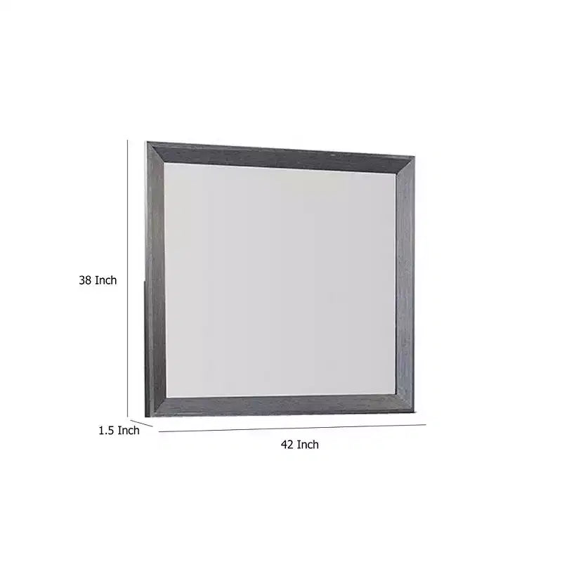 Royal Hampton Dresser Mirror, Classic Weathered Black Solid Rubberwood 42 Inch