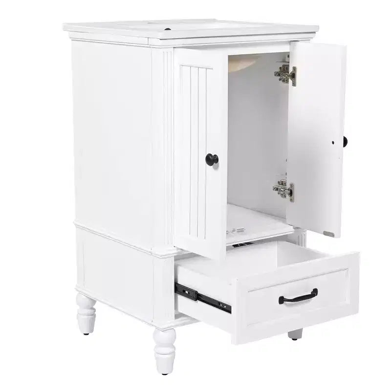 MAYEERTY 20 Bathroom Vanity with Sink 2 Doors Magnetic Stopper Adjustable Foot Pads Drawer White