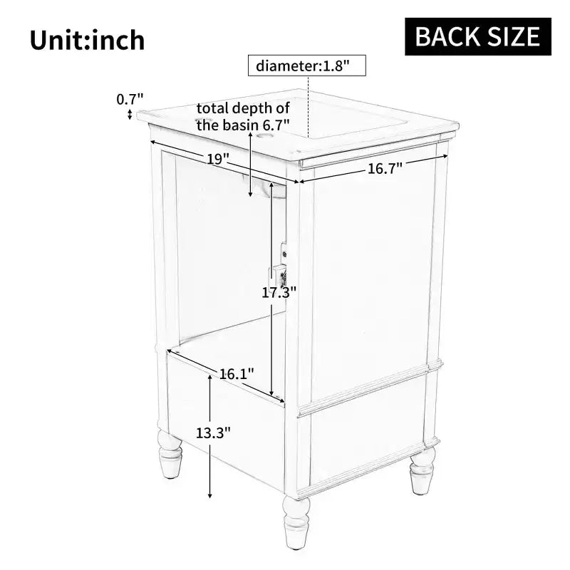 MAYEERTY 20 Bathroom Vanity with Sink 2 Doors Magnetic Stopper Adjustable Foot Pads Drawer White