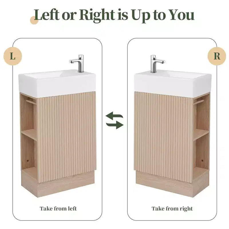 MAYEERTY 18.6 Bathroom Vanity with Sink 2-tier Shelf Left Right Orientation Black