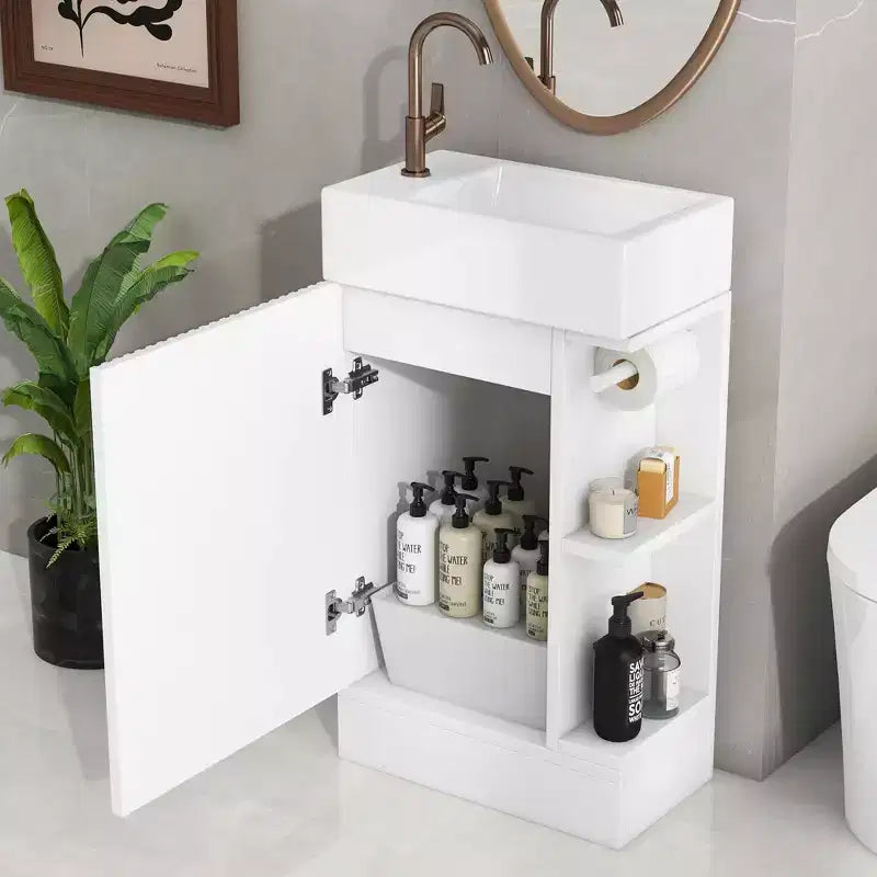 MAYEERTY 18.6 Bathroom Vanity with Sink 2-tier Shelf Left Right Orientation Black
