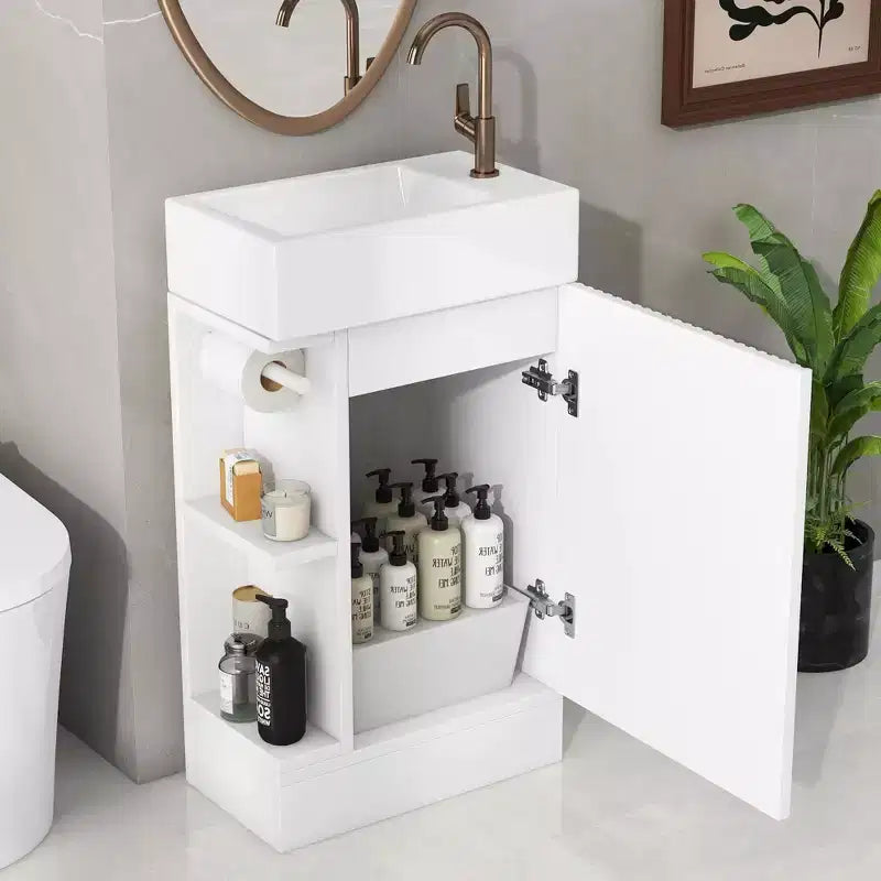 MAYEERTY 18.6 Bathroom Vanity with Sink 2-tier Shelf Left Right Orientation Black