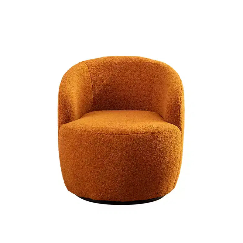 Fabric Swivel Accent Armchair Barrel Chair With Black Powder Coating Metal Ring