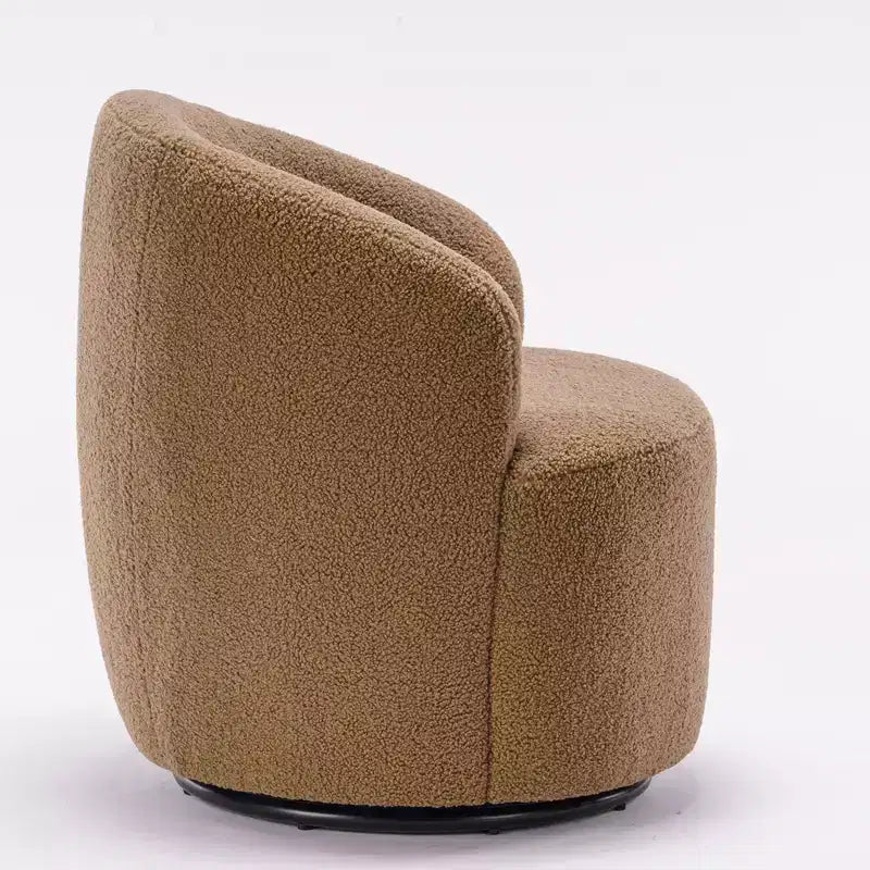 Fabric Swivel Accent Armchair Barrel Chair With Black Powder Coating Metal Ring