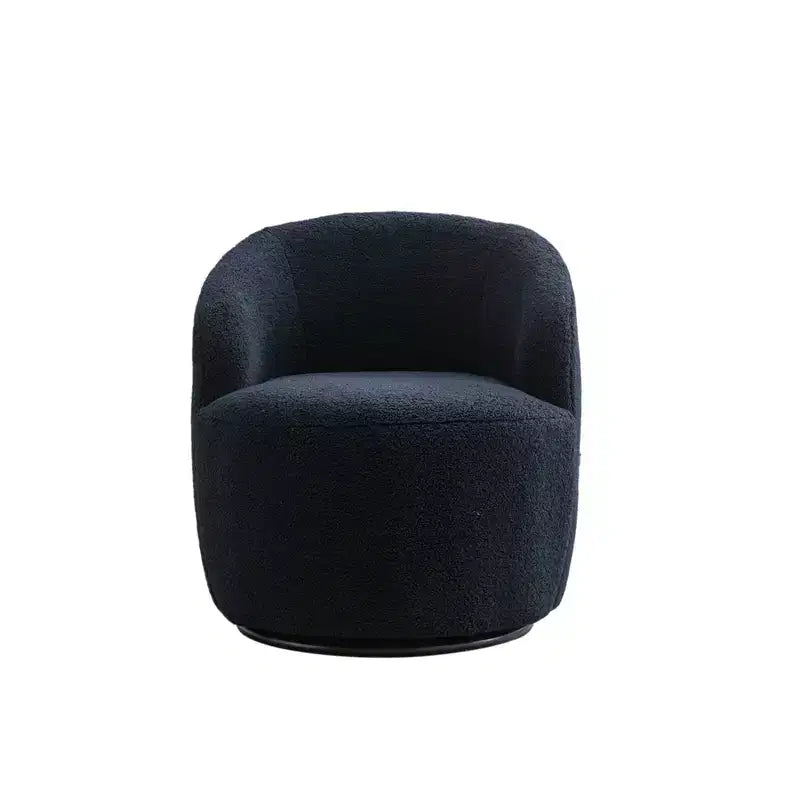 Fabric Swivel Accent Armchair Barrel Chair With Black Powder Coating Metal Ring