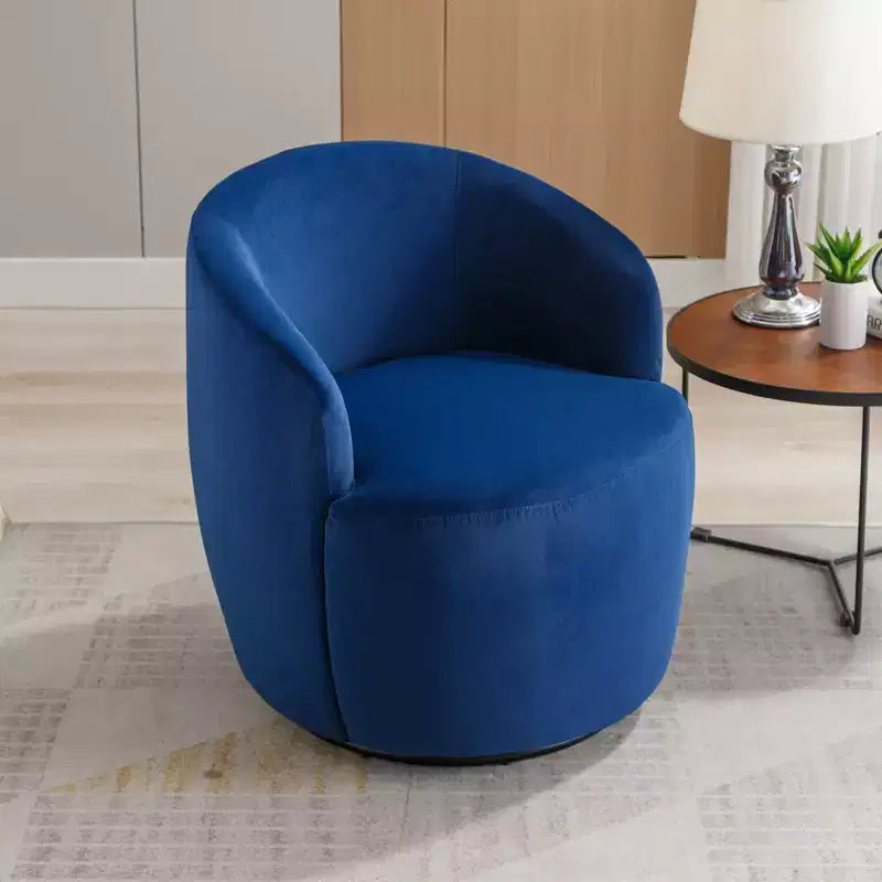 Fabric Swivel Accent Armchair Barrel Chair With Black Powder Coating Metal Ring