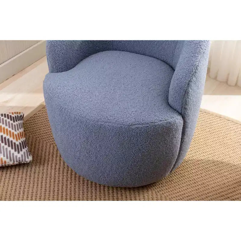 Fabric Swivel Accent Armchair Barrel Chair With Black Powder Coating Metal Ring