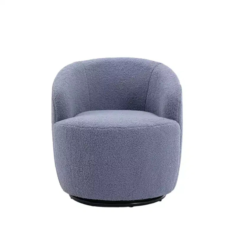 Fabric Swivel Accent Armchair Barrel Chair With Black Powder Coating Metal Ring