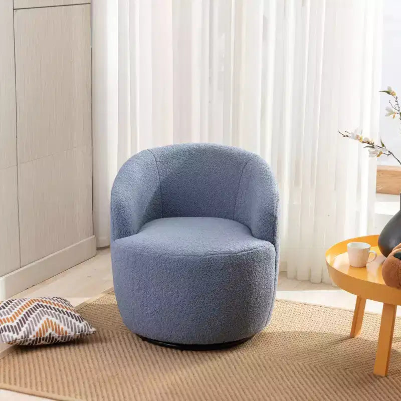 Fabric Swivel Accent Armchair Barrel Chair With Black Powder Coating Metal Ring