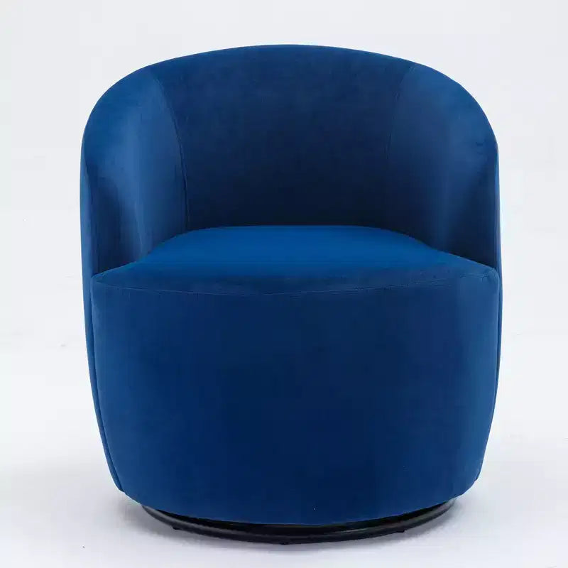 Fabric Swivel Accent Armchair Barrel Chair With Black Powder Coating Metal Ring