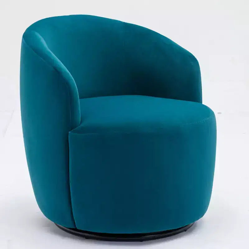 Fabric Swivel Accent Armchair Barrel Chair With Black Powder Coating Metal Ring