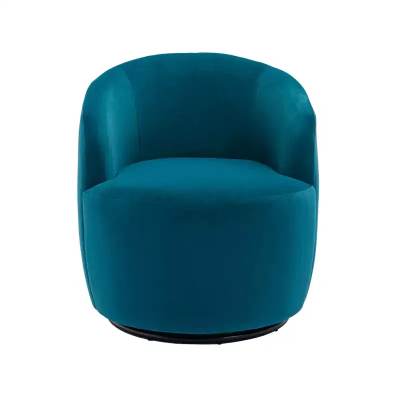 Fabric Swivel Accent Armchair Barrel Chair With Black Powder Coating Metal Ring