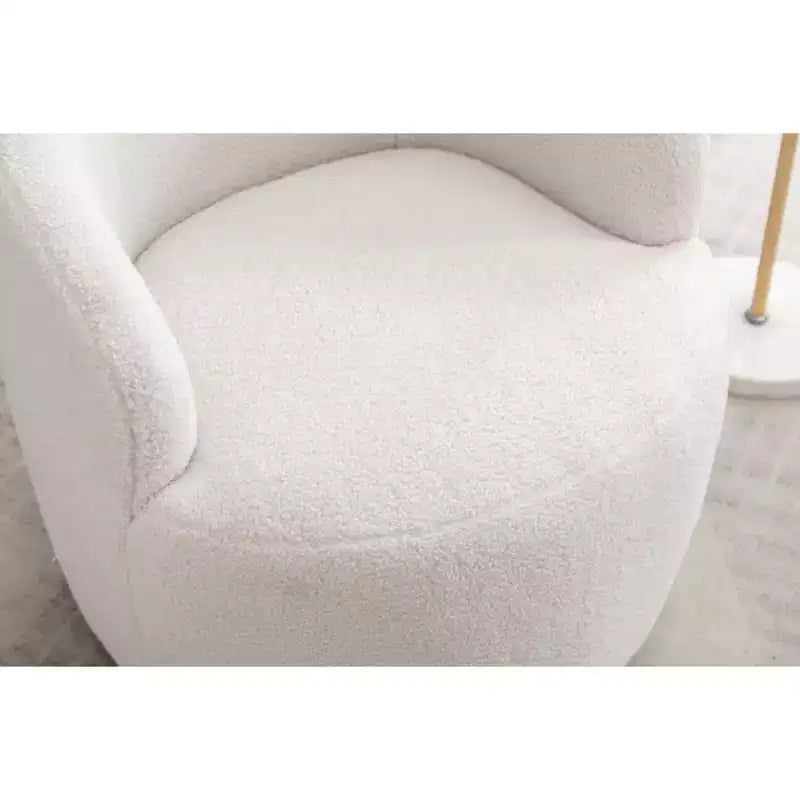Fabric Swivel Accent Armchair Barrel Chair With Black Powder Coating Metal Ring