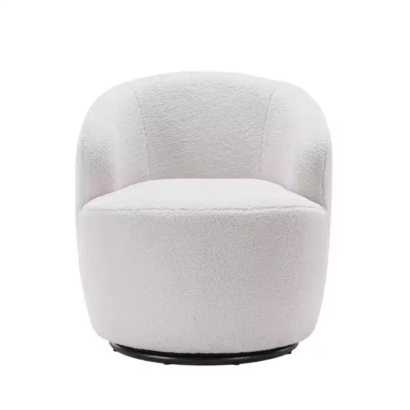 Fabric Swivel Accent Armchair Barrel Chair With Black Powder Coating Metal Ring