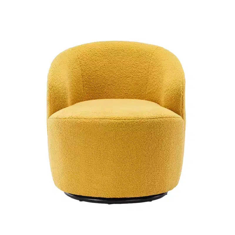 Fabric Swivel Accent Armchair Barrel Chair With Black Powder Coating Metal Ring
