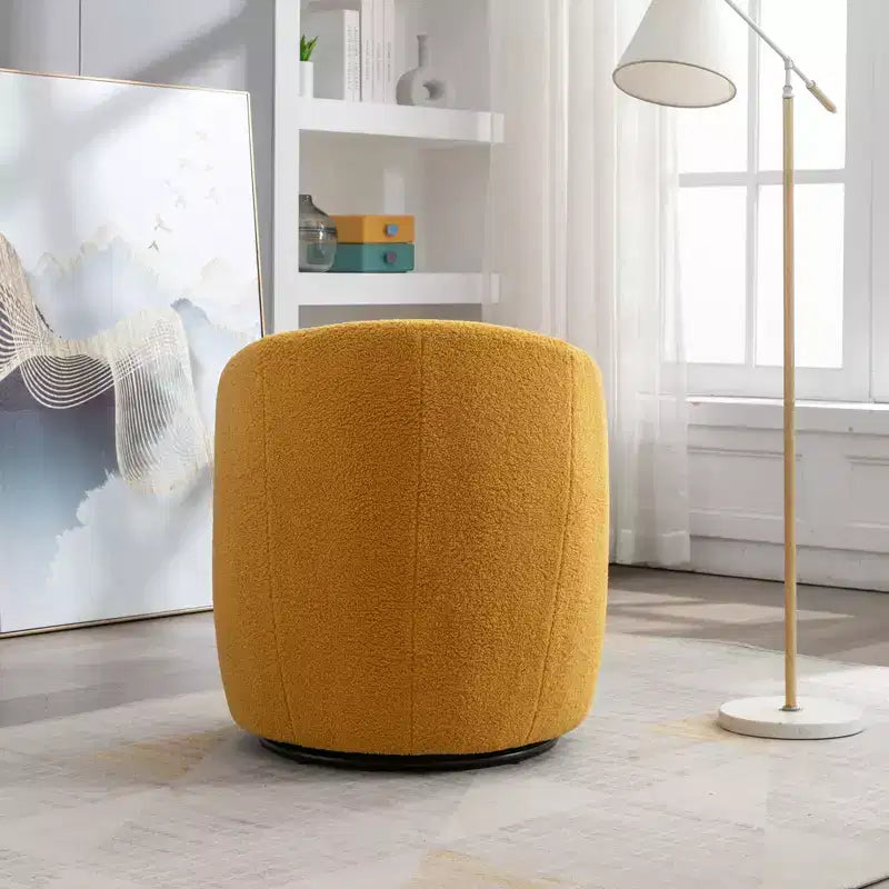 Fabric Swivel Accent Armchair Barrel Chair With Black Powder Coating Metal Ring