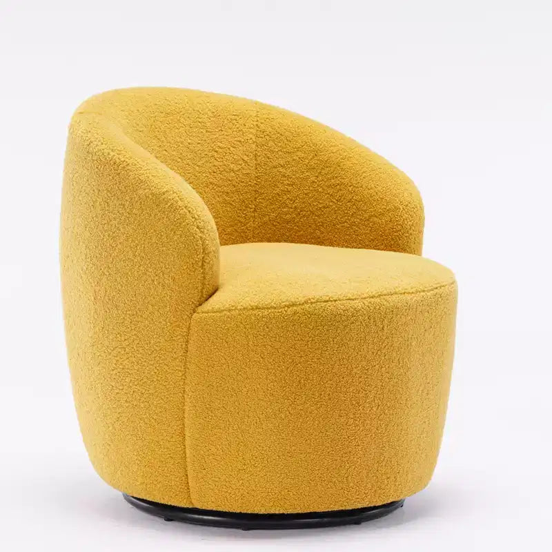 Fabric Swivel Accent Armchair Barrel Chair With Black Powder Coating Metal Ring