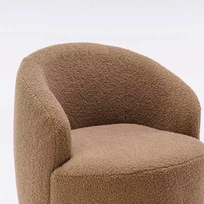 Fabric Swivel Accent Armchair Barrel Chair With Black Powder Coating Metal Ring