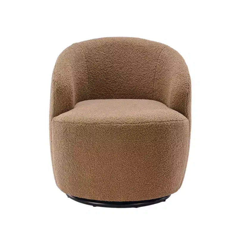 Fabric Swivel Accent Armchair Barrel Chair With Black Powder Coating Metal Ring