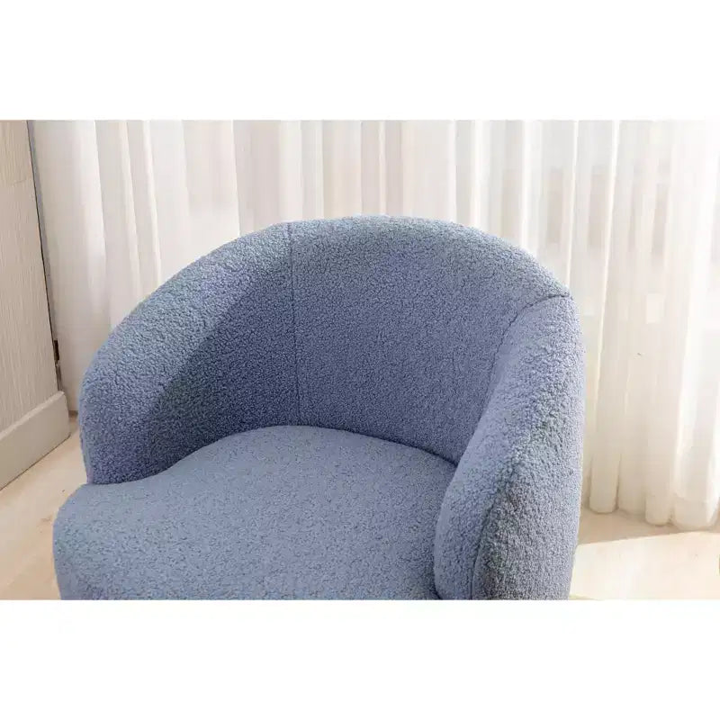 Fabric Swivel Accent Armchair Barrel Chair With Black Powder Coating Metal Ring