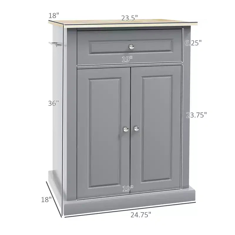 Rolling Kitchen Island Cart, Portable Serving Trolley Table with Drawer, Adjustable Shelf and 2 Towel Racks