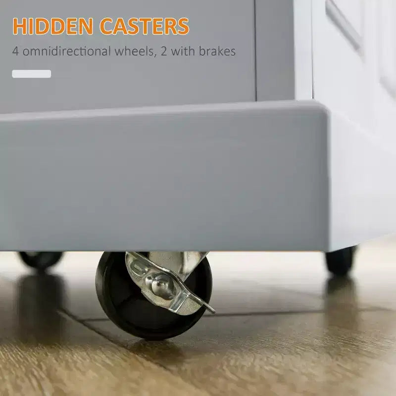 Rolling Kitchen Island Cart, Portable Serving Trolley Table with Drawer, Adjustable Shelf and 2 Towel Racks