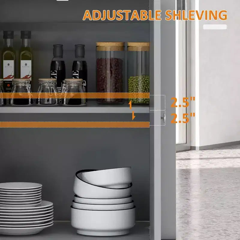 Rolling Kitchen Island Cart, Portable Serving Trolley Table with Drawer, Adjustable Shelf and 2 Towel Racks