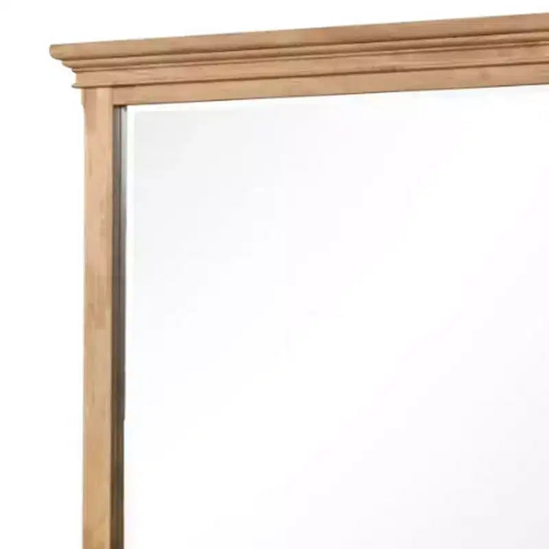 Royal Hampton Dresser Mirror, Bevel Glass, Natural Oak Brown Solid Wood, 38x44