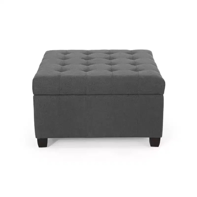 TUYOHW 31 Square Storage Bench,End of Bed Ottoman Bench with Button-Tufted Lid,Ottoman for Living Room,Entryway