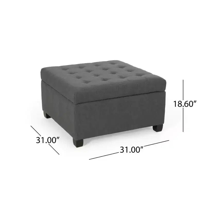 TUYOHW 31 Square Storage Bench,End of Bed Ottoman Bench with Button-Tufted Lid,Ottoman for Living Room,Entryway