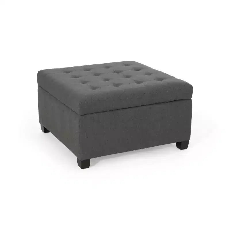 TUYOHW 31 Square Storage Bench,End of Bed Ottoman Bench with Button-Tufted Lid,Ottoman for Living Room,Entryway