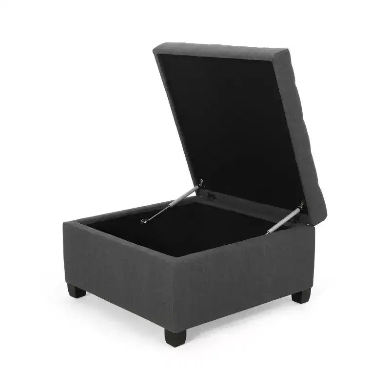 TUYOHW 31 Square Storage Bench,End of Bed Ottoman Bench with Button-Tufted Lid,Ottoman for Living Room,Entryway