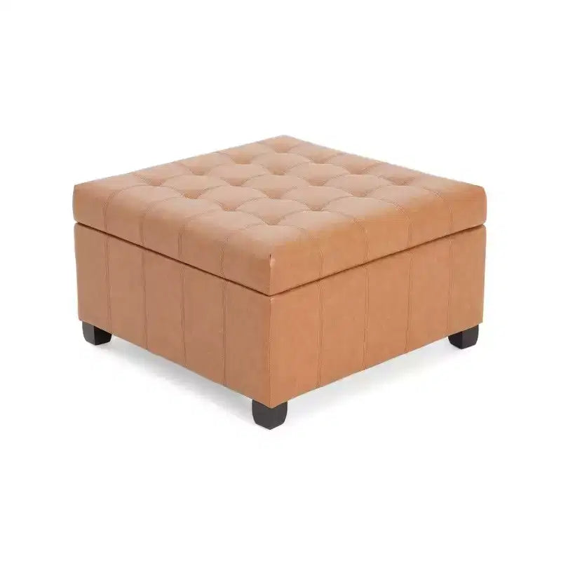 TUYOHW 31 Square Storage Bench,End of Bed Ottoman Bench with Button-Tufted Lid,Ottoman for Living Room,Entryway