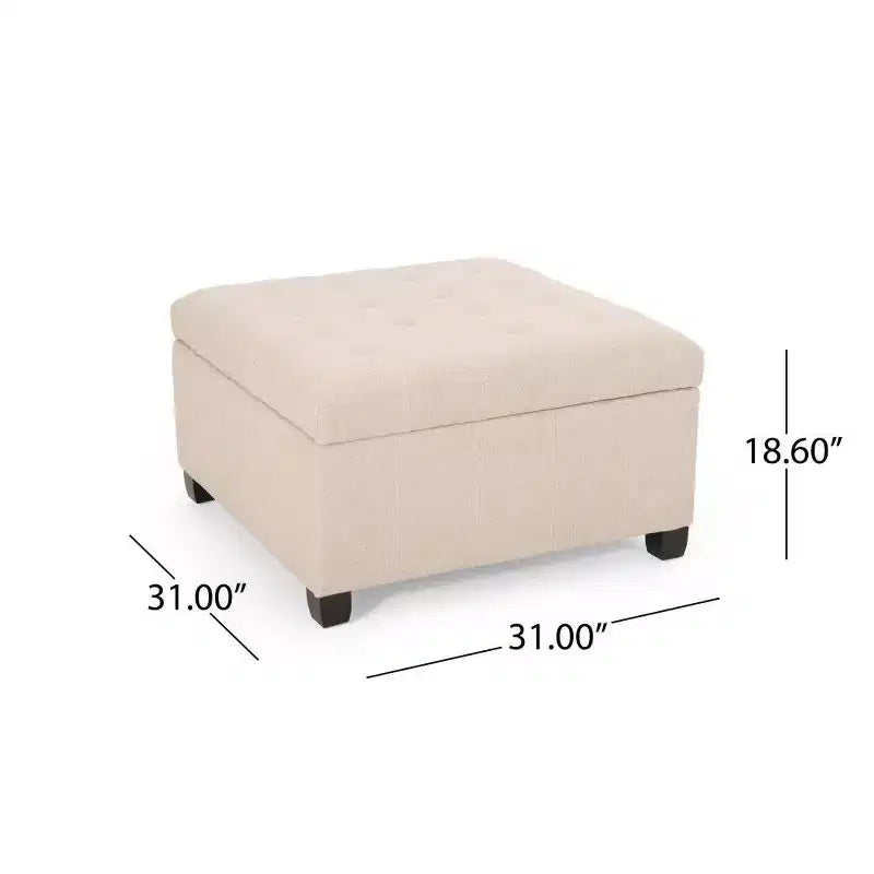 TUYOHW 31 Square Storage Bench,End of Bed Ottoman Bench with Button-Tufted Lid,Ottoman for Living Room,Entryway